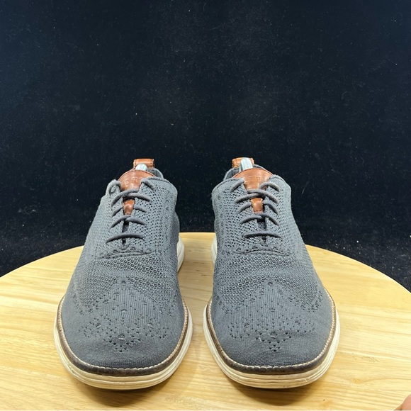 Cole Haan Original Grand Grey Wingtip Oxford Shoes Knit C27961 Mens Size 9 - Picture 3 of 10